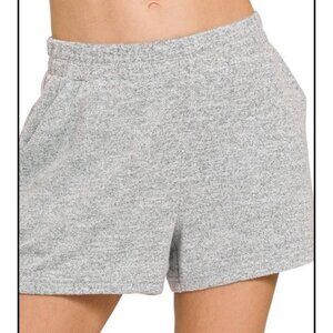 #0856 Zenana NWOT Black Soft Melange Hacci Short Pants Size Small